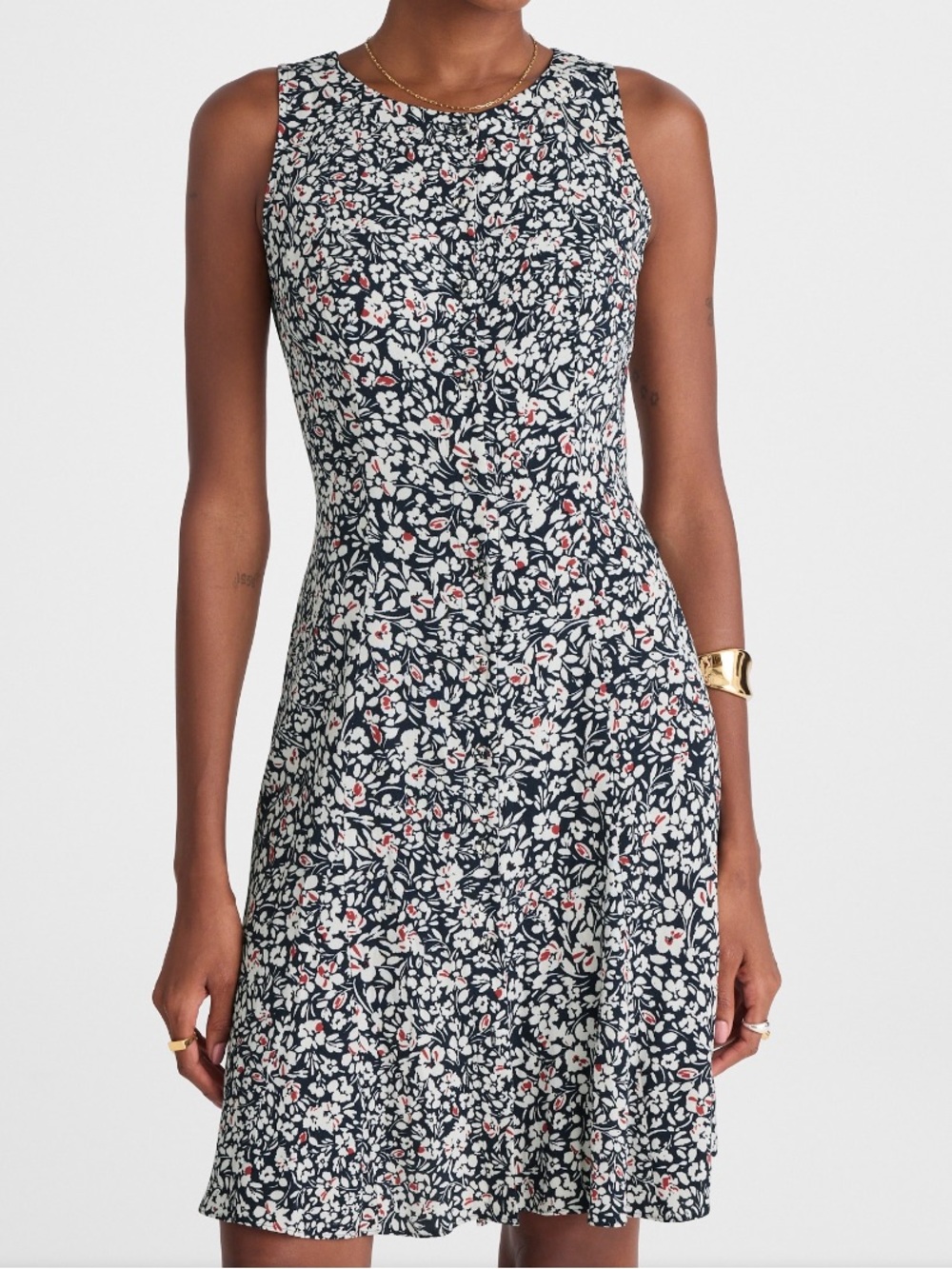 Madewell Women’s Button-Front Boatneck Mini Dress in Floral Size 4 Like New